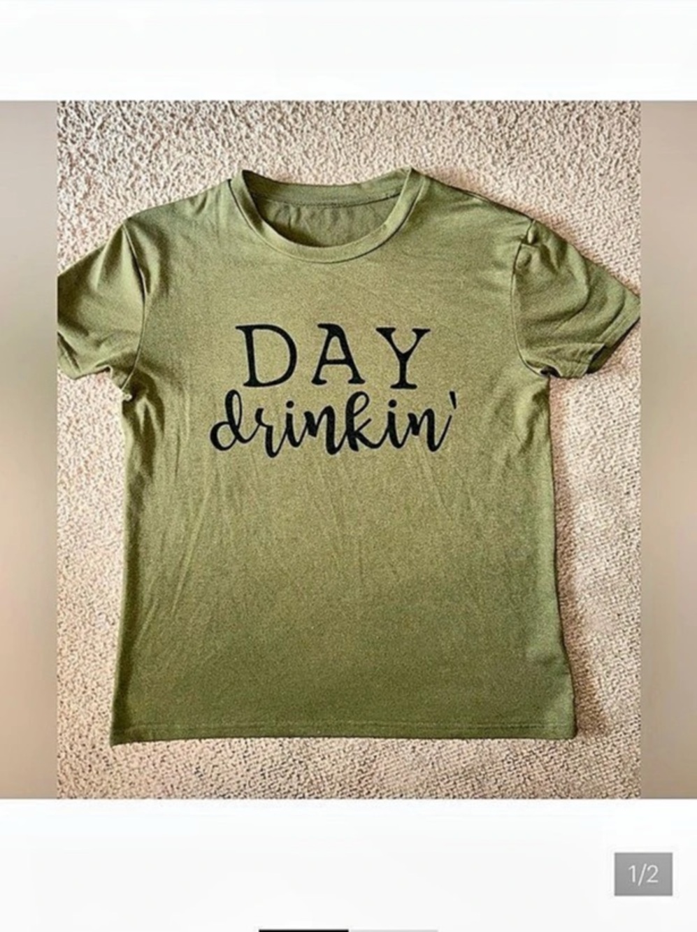 Day Drinkin' Graphic Tee in Green Like New